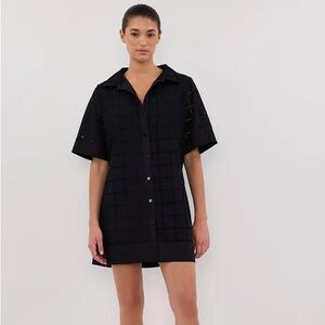 Dissh Owen black sleeved broderie mini dress
